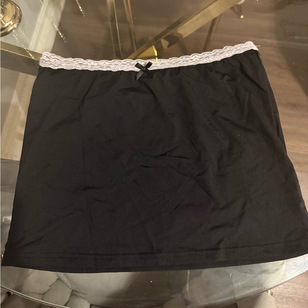 Edikted Black Skirt with White Lace Detail